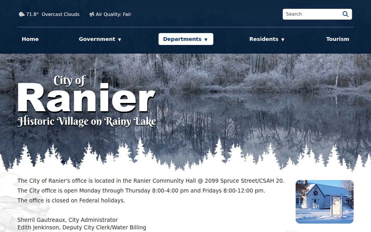 Ranier warrant records Community Hall and city office location