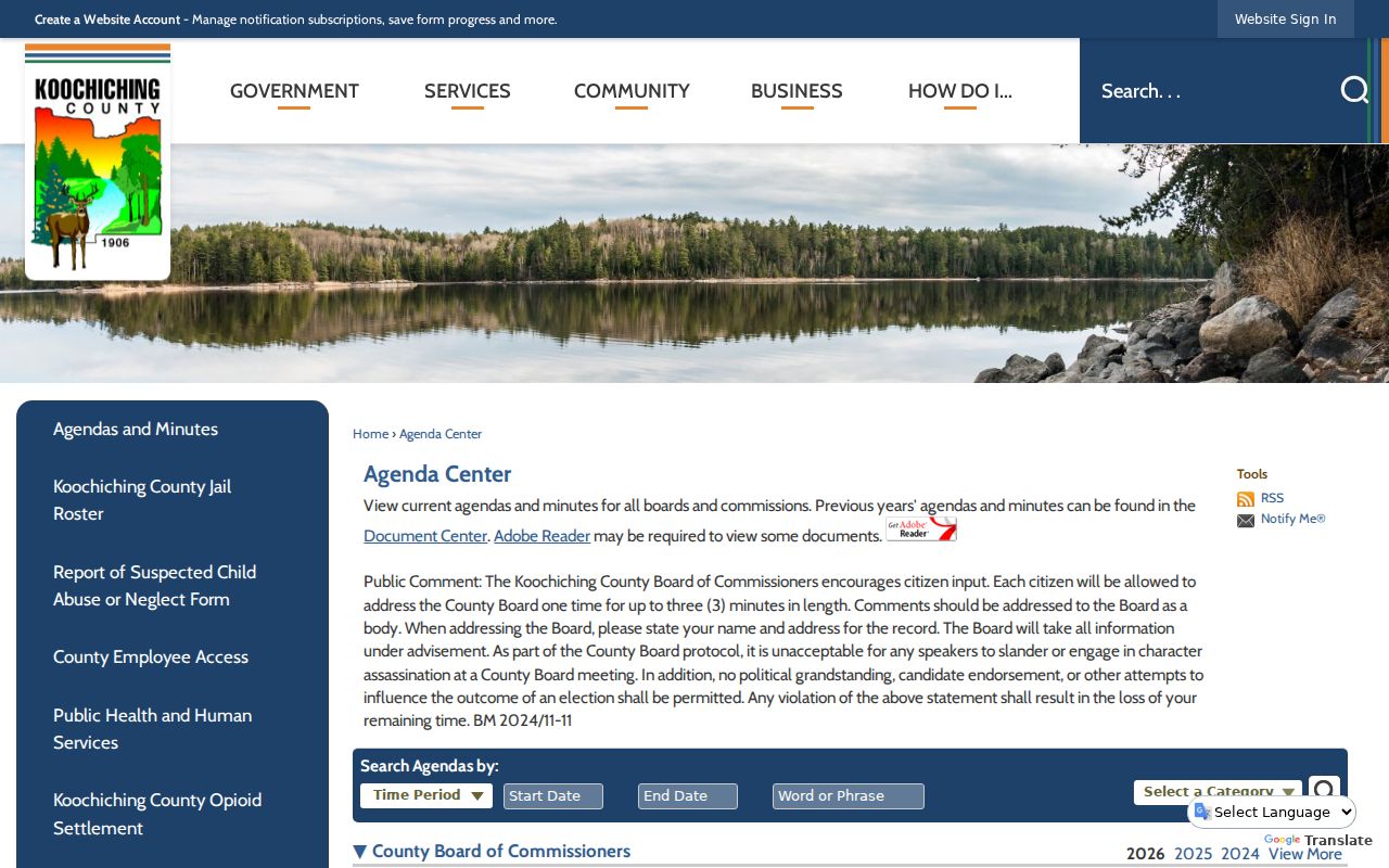 Koochiching County most wanted records reference to the county agenda archive