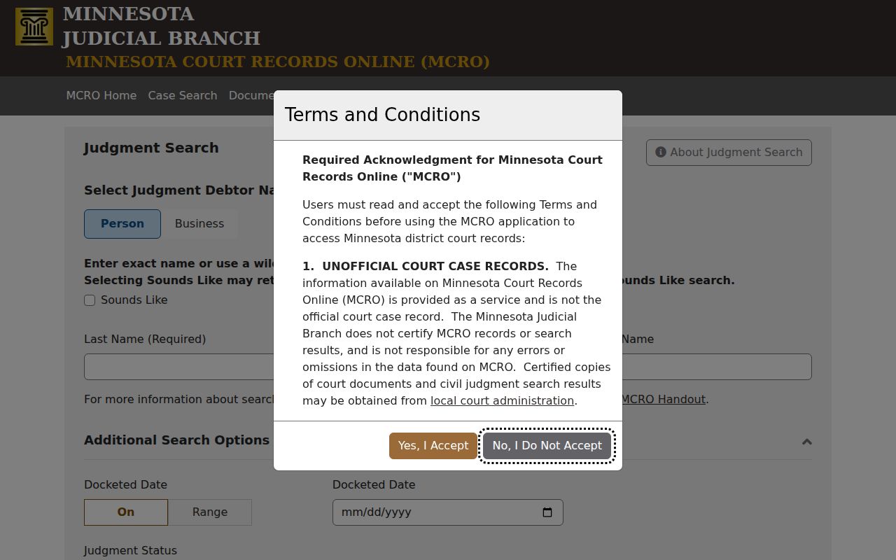 Koochiching County traffic warrant records judgment search controls for unpaid fines